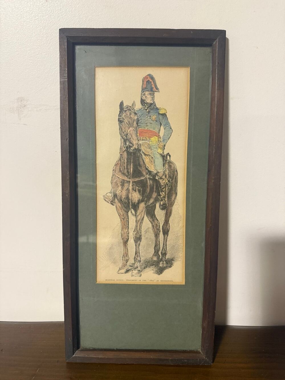 Framed Antique Print Marshal Duroc Fragment in the '1807' by Meissonier 17X7.75"